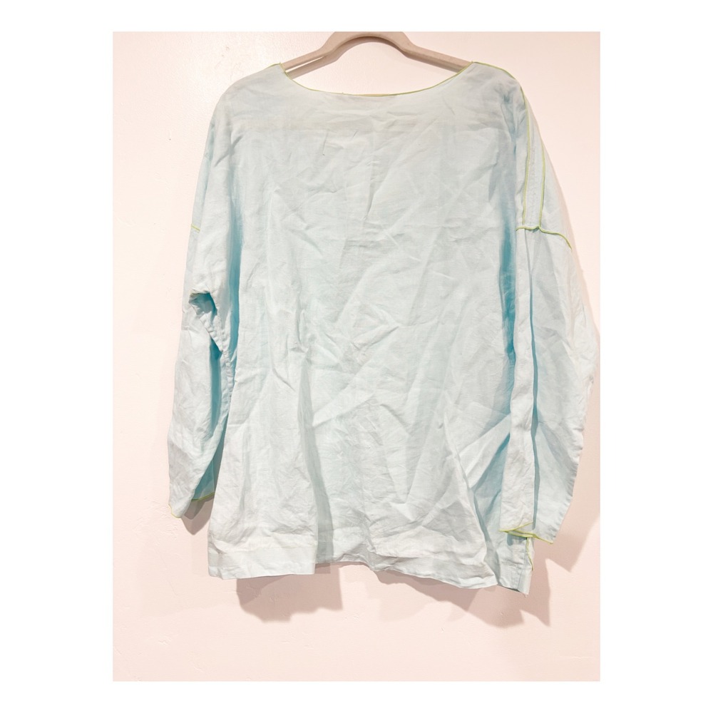 Soft Surroundings Womens Blue 100% Linen V-Neck Tunic Top‎ - Picture 4 of 4